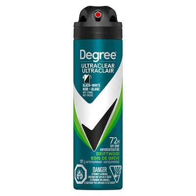 UltraClear Black+White Dry Spray Antiperspirant Deodorant for 72H Sweat & Odour Protection Driftwood Anti Yellow Stains and White Marks