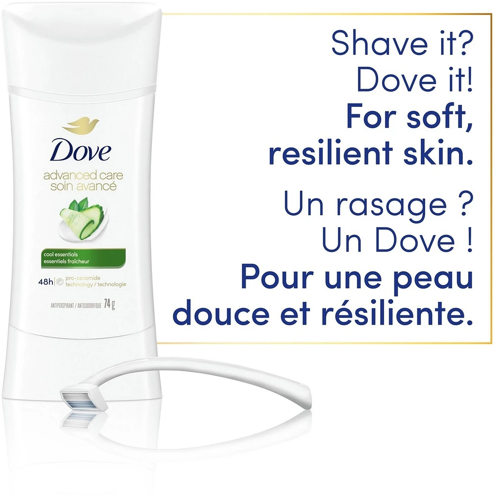 Dove Advanced Care Antiperspirant Stick For Smooth Underarms Cool Essentials antibacterial odour protection 74 g