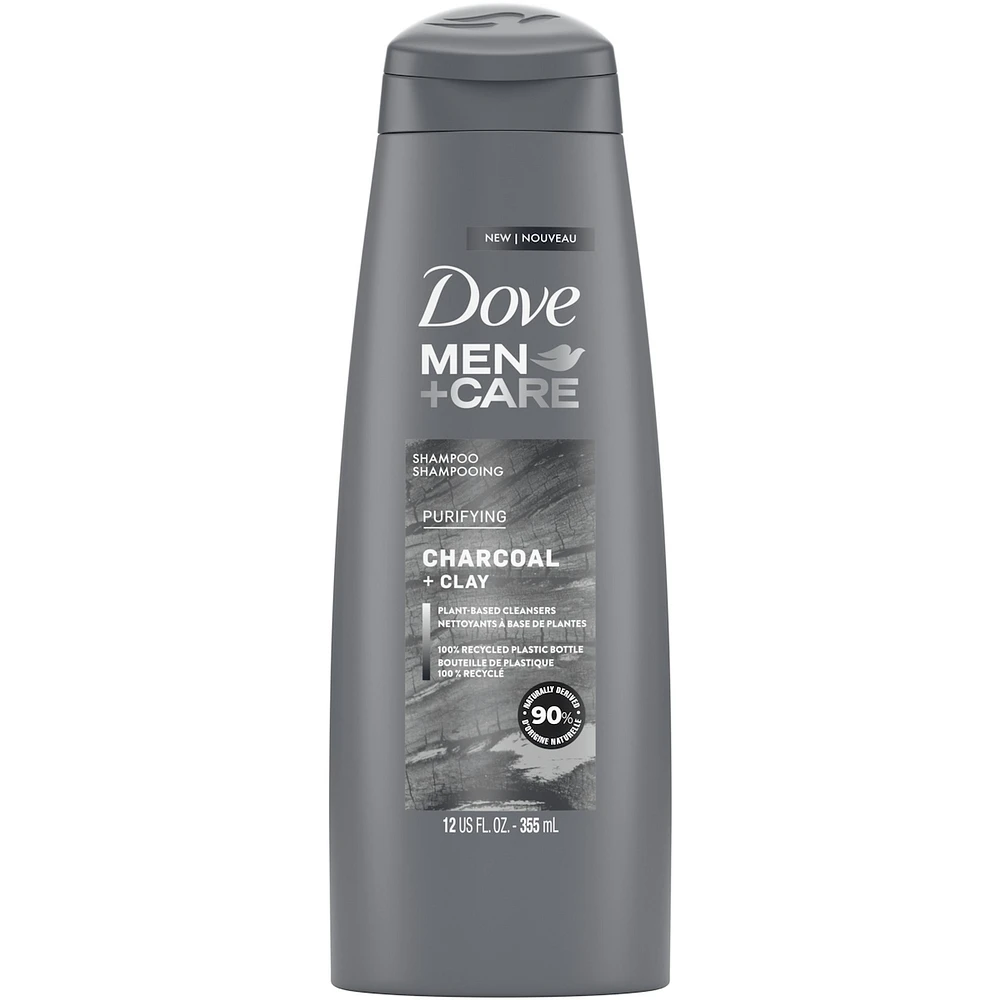 Dove Men+Care Shampoo for healthy hair Charcoal + Clay naturally derived plant-based cleansers 355 ml