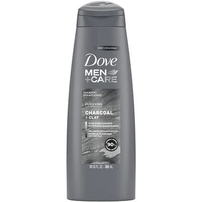 Dove Men+Care  Shampoo for healthy hair Charcoal + Clay naturally derived plant-based cleansers 355 ml