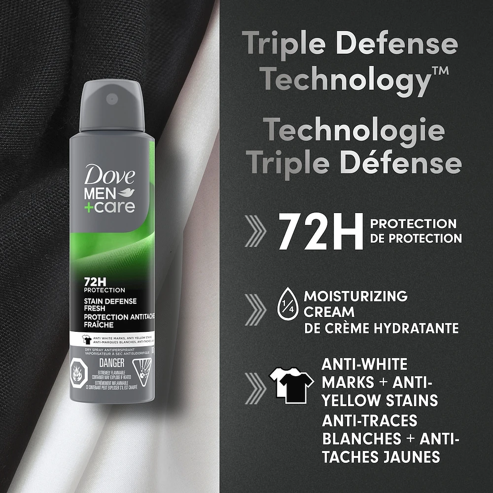 Dove Men+Care Dry Spray Antiperspirant Stain Defense Fresh antibacterial odour protection 107 GR
