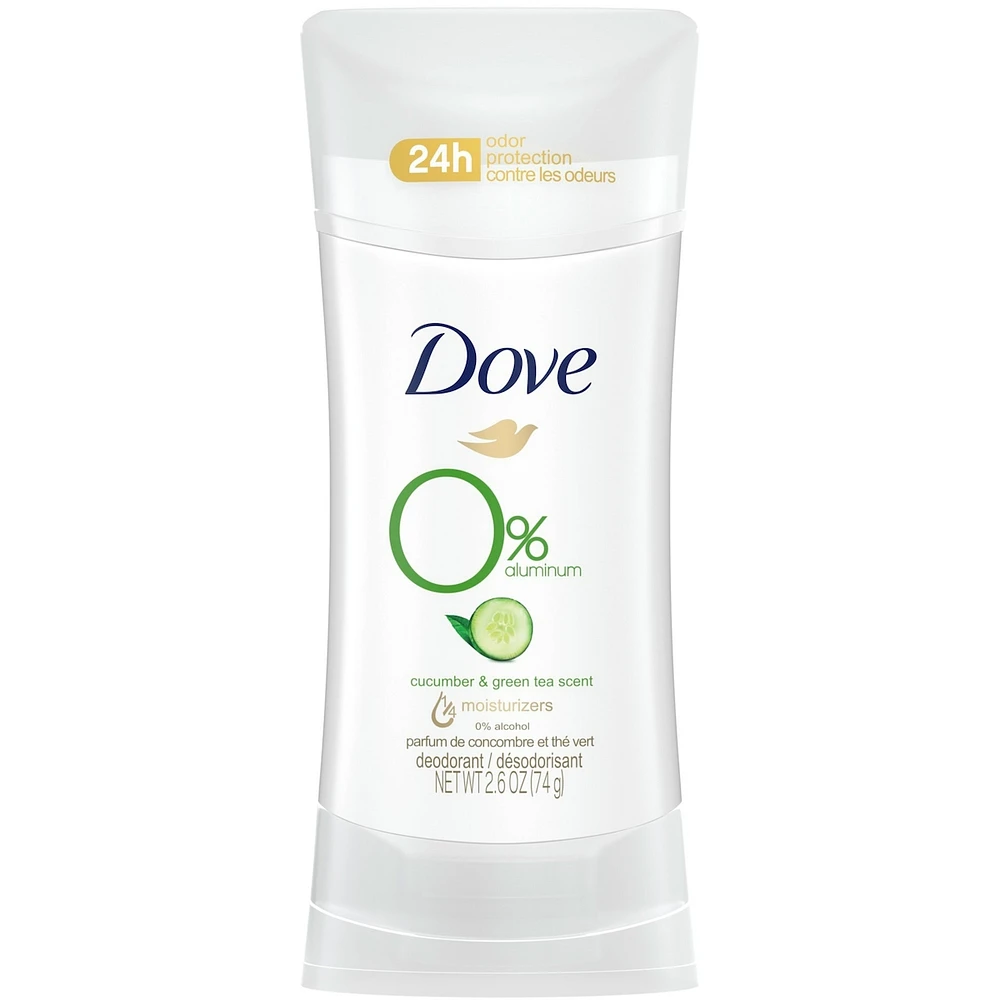 Dove 0% Aluminum Deodorant for smooth underarms Cucumber & Green Tea antibacterial odour protection 74 g