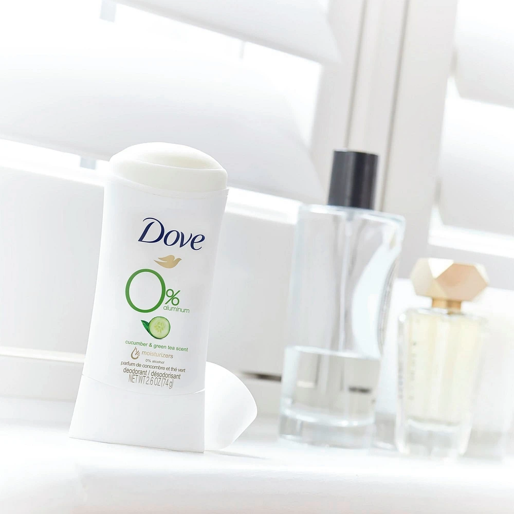 Dove 0% Aluminum Deodorant for smooth underarms Cucumber & Green Tea antibacterial odour protection 74 g