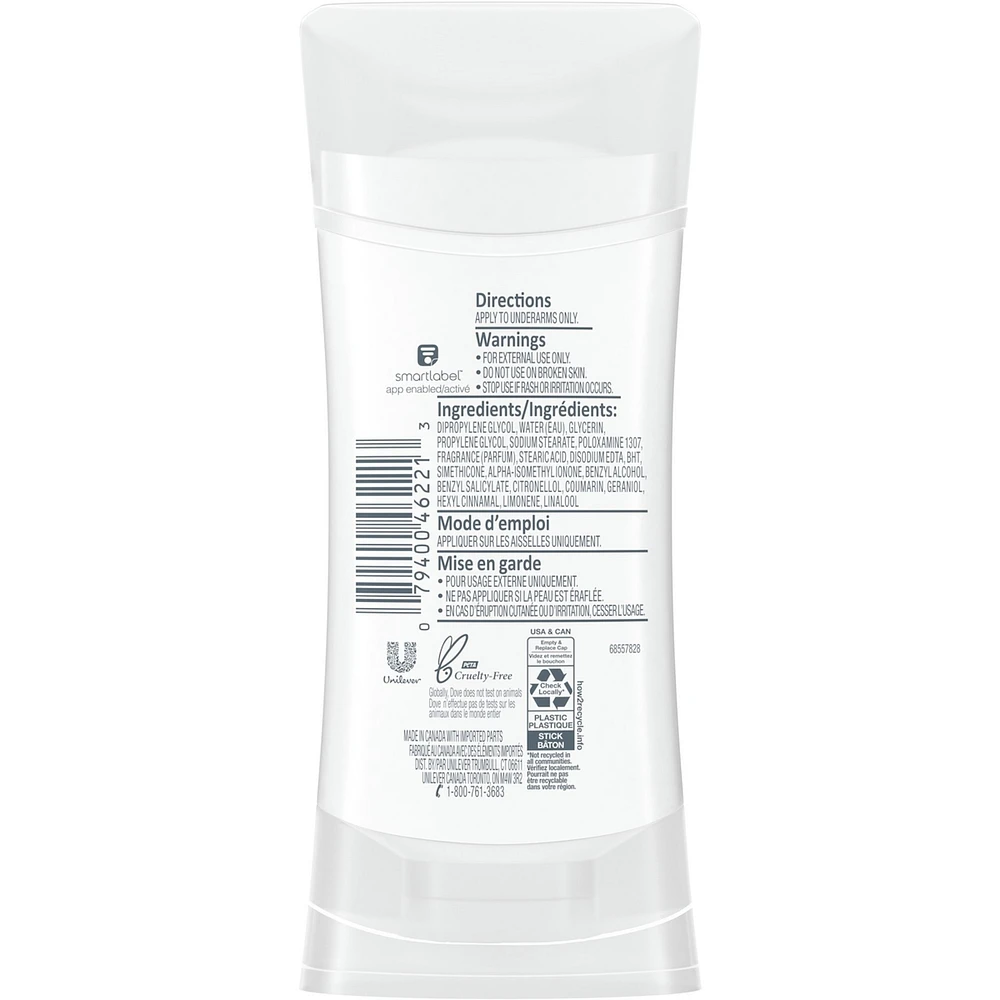 Dove 0% Aluminum Deodorant for smooth underarms Cucumber & Green Tea antibacterial odour protection 74 g