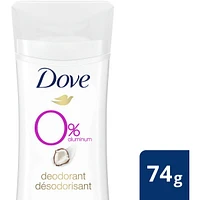 Dove 0% Aluminum Deodorant for smooth underarms Coconut and Pink Jasmine antibacterial odour protection 74 g