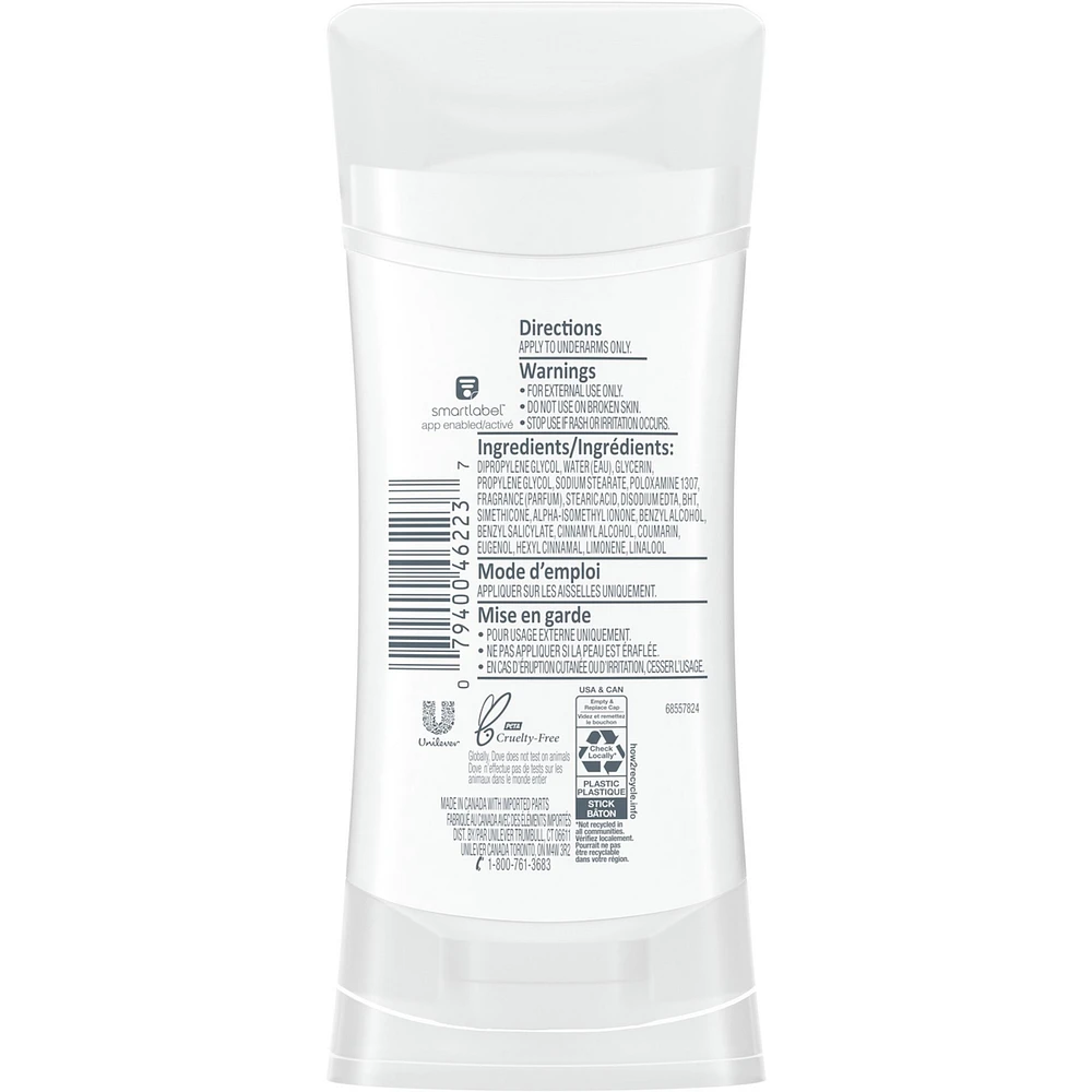 Dove 0% Aluminum Deodorant for smooth underarms Coconut and Pink Jasmine antibacterial odour protection 74 g