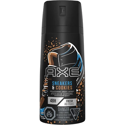 AXE  Dual Action Deodorant Body Spray for Long Lasting Odour Protection Sneakers and Cookies Sage & Cedarwood Men's Deodorant 48 hours Fresh formulated without Aluminum 113 g