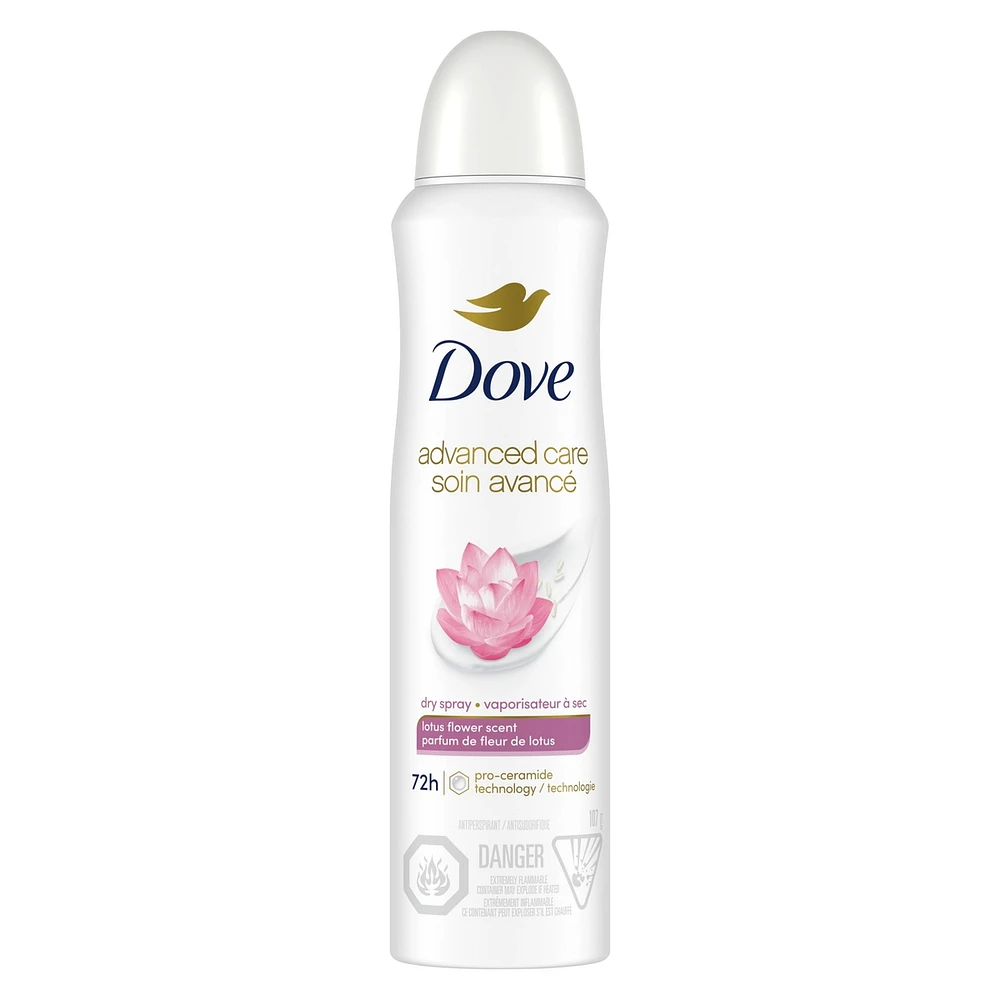 Dove Nourishing Secrets Antiperspirant Dry Spray Lotus Flower Scent antibacterial odour protection 107 g