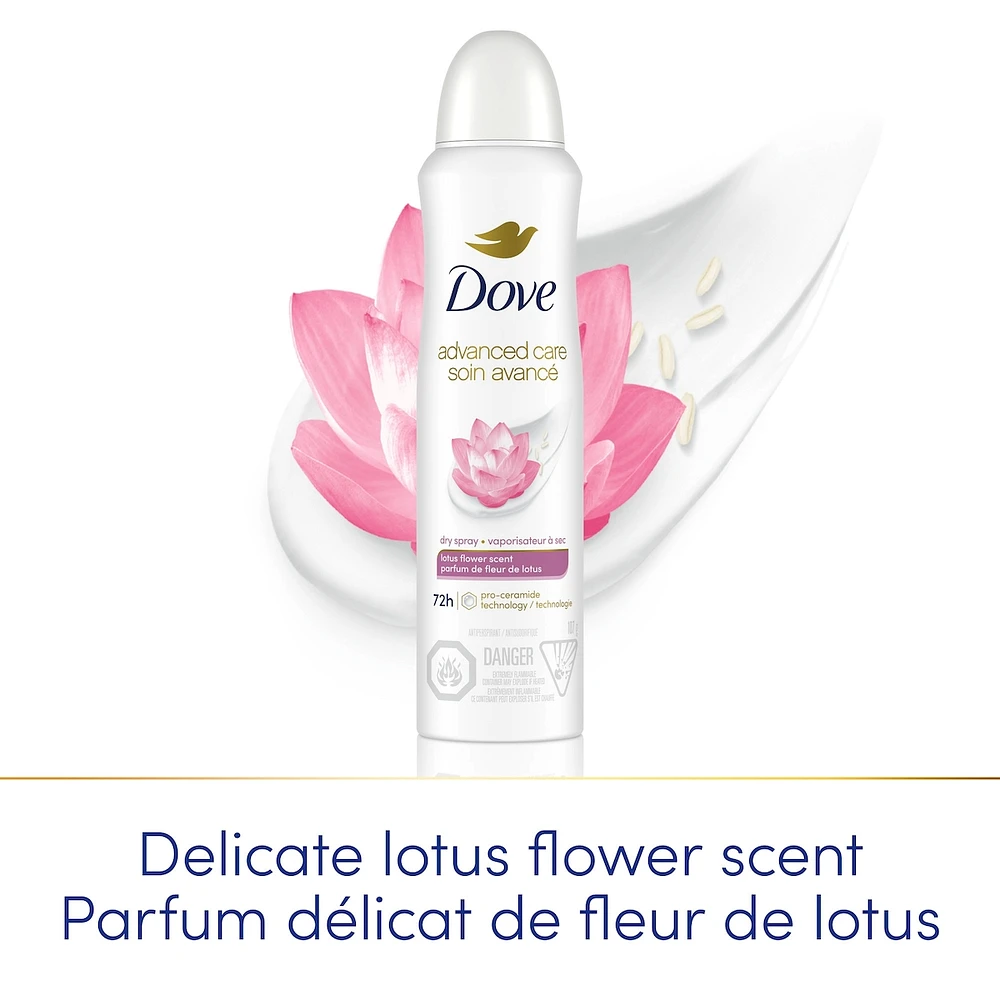 Dove Nourishing Secrets Antiperspirant Dry Spray Lotus Flower Scent antibacterial odour protection 107 g