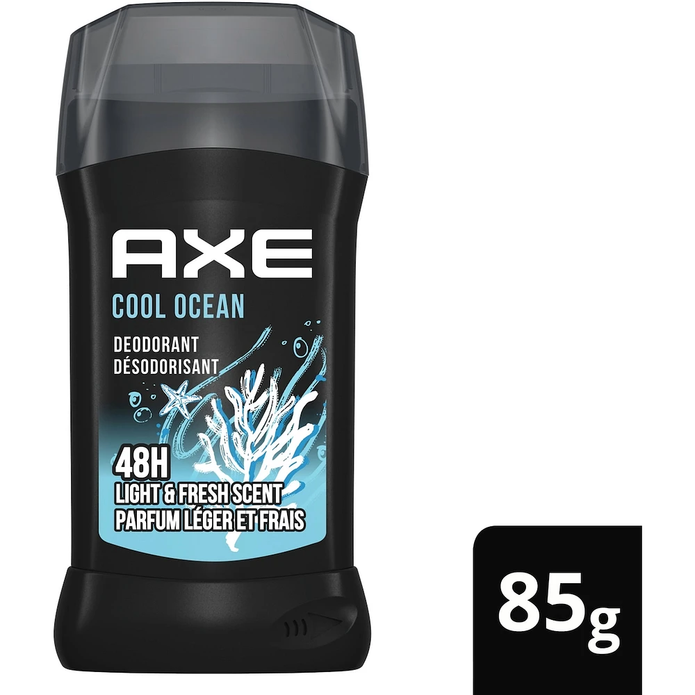 Désodorisant en bâton protection longue durée contre les odeurs avec 48 h de parfum léger et frais AXE  Cool Ocean formulé sans aluminium 85 g