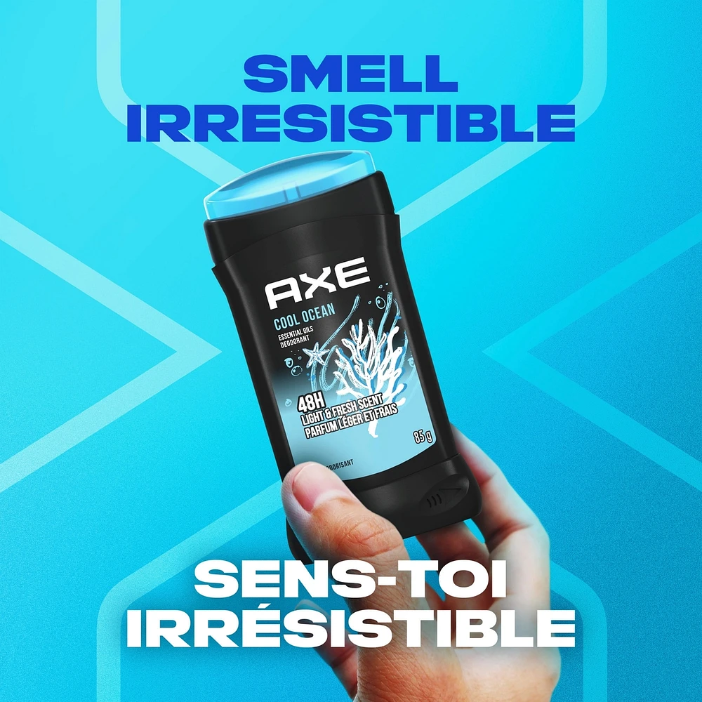 Désodorisant en bâton protection longue durée contre les odeurs avec 48 h de parfum léger et frais AXE  Cool Ocean formulé sans aluminium 85 g