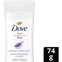 Désodorisant en Bâton pour 48 h de protection contre les odeurs Dove 0 % Aluminium Parfum de Lavande et Vanille désodorisant sans aluminium pour des aisselles lisses
