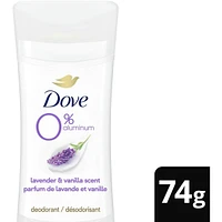 Désodorisant en Bâton pour 48 h de protection contre les odeurs Dove 0 % Aluminium Parfum de Lavande et Vanille désodorisant sans aluminium pour des aisselles lisses