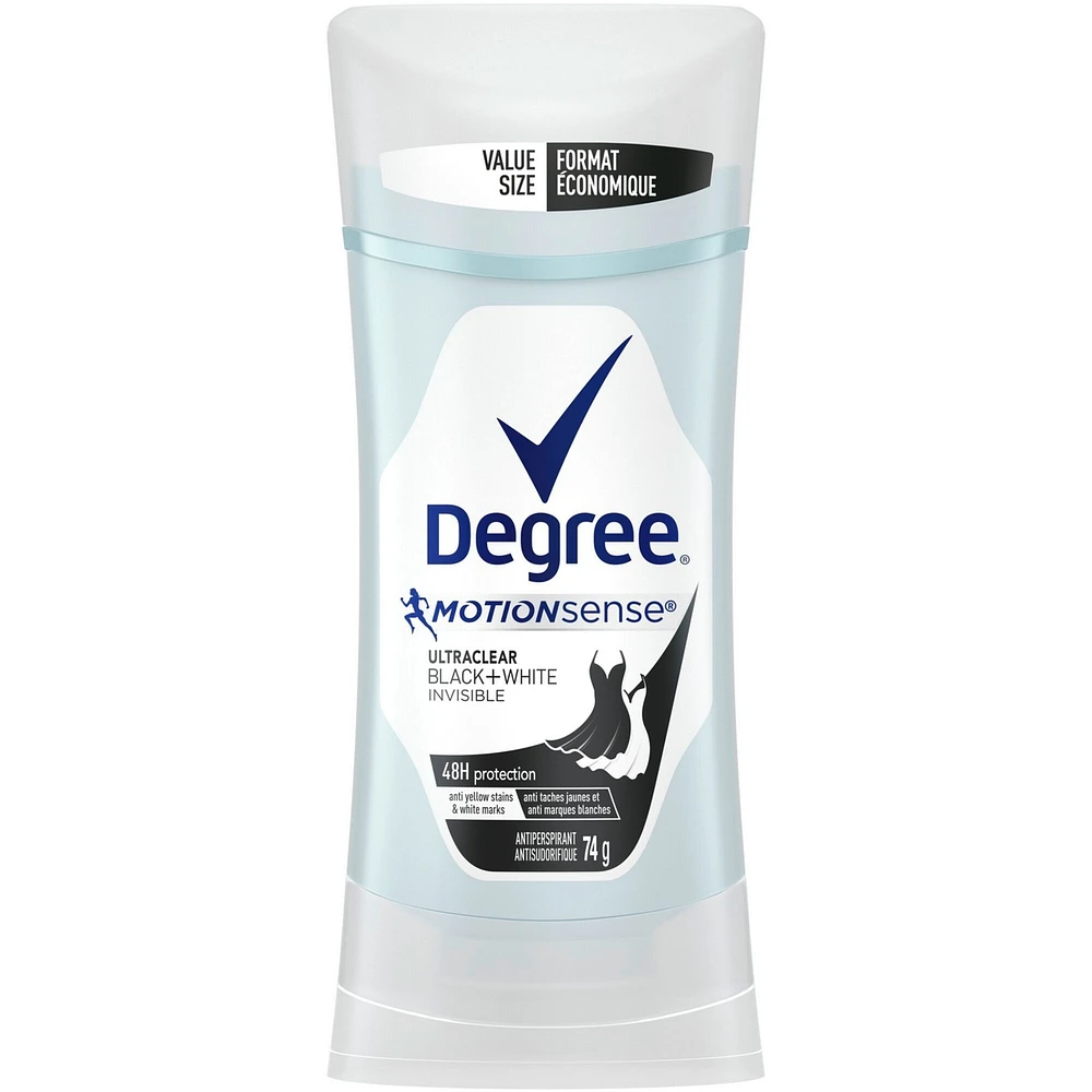 Antisudorifique en bâton pour une protection de 48 h contre les odeurs Degree for Women Ultraclear Black+White protection antibactérienne contre les odeurs 74 g