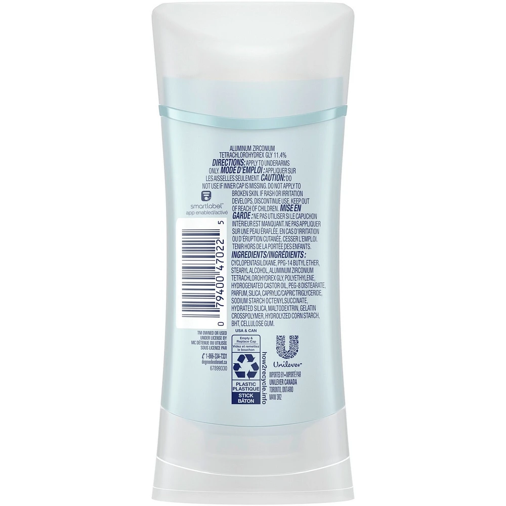 Antisudorifique en bâton pour une protection de 48 h contre les odeurs Degree for Women Ultraclear Black+White protection antibactérienne contre les odeurs 74 g