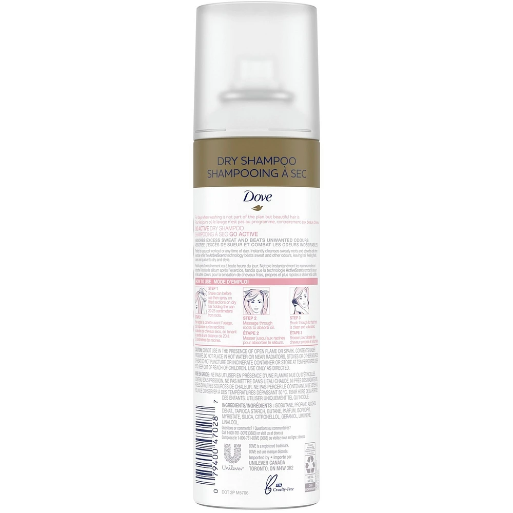 Dove Care Between Washes Dry Shampoo for oily hair Go Active 24 hours of sweat and odour resistance 142 g