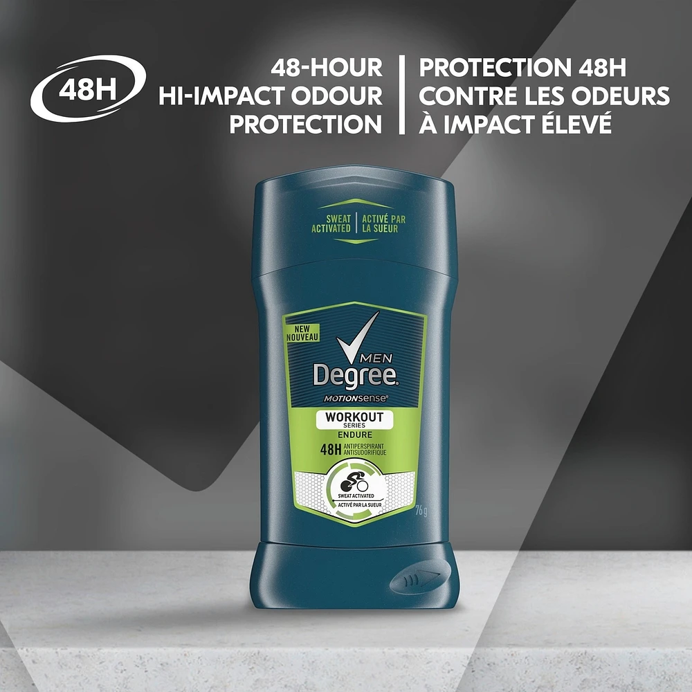 Antisudorifique en bâton pour une protection de 48 h contre les odeurs Degree Men Workout Endure protection antibactérienne contre les odeurs 76 g