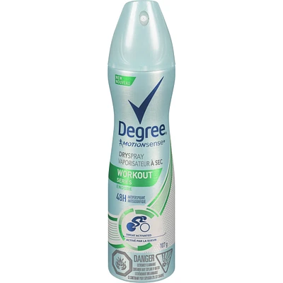 Degree for Women Dry Spray Antiperspirant for 48-hour Hi-Impact odour protection Workout Endure antibacterial odour protection 107 g
