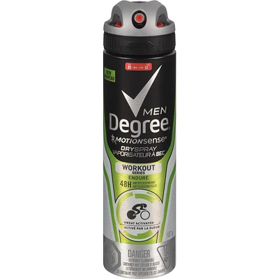 Degree Men Dry Spray Antiperspirant for 48-hour Hi-Impact odour protection Workout Endure antibacterial odour protection 107 g