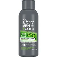 Dove Men+Care 2 in 1 Shampoo and Conditioner for daily use Fresh and Clean with caffeine and menthol 89mL