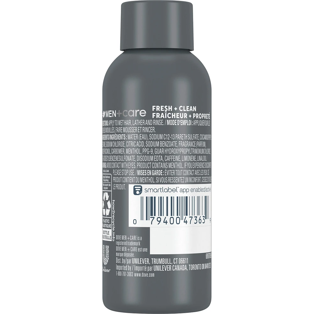 Dove Men+Care 2 in 1 Shampoo and Conditioner for daily use Fresh and Clean with caffeine and menthol 89mL
