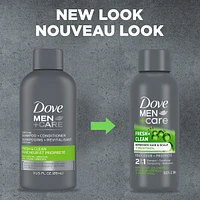 Dove Men+Care 2 in 1 Shampoo and Conditioner for daily use Fresh and Clean with caffeine and menthol 89mL