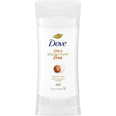 Dove 0% Aluminum Deodorant Stick for 48-hour odour protection Shea Butter aluminum-free deodorant for smooth underarm 74 g