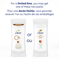 Désodorisant en Bâton pour 48 h de protection contre les odeurs Dove 0 % Aluminium Beurre de karité désodorisant sans aluminium pour des aisselles lisses 74 g