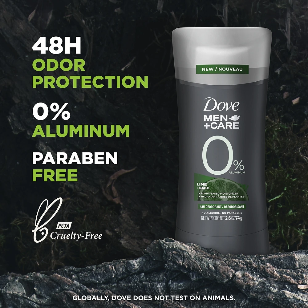 Dove Men+Care  Deodorant Stick for 48h odour protection Lime + Sage with 0% Aluminium 74 g