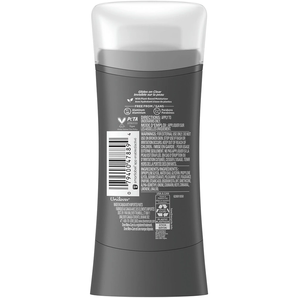 Men+Care 0% Aluminum Déodorant 72h Men's Aluminum-Free Deodorant Sandalwood & Amber Scent with Plant-Based Moisturizer