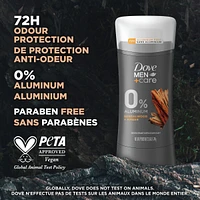 Men+Care 0% Aluminum Déodorant 72h Men's Aluminum-Free Deodorant Sandalwood & Amber Scent with Plant-Based Moisturizer