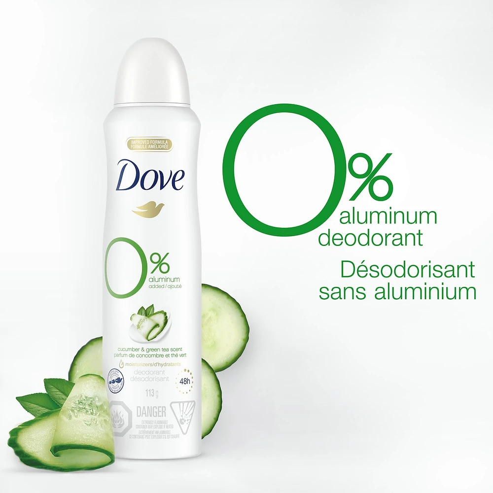 0% Aluminum Deodorant Spray For 48 Hour Protection Cucumber & Green Tea Aluminum Free Women's Deodorant 113 g