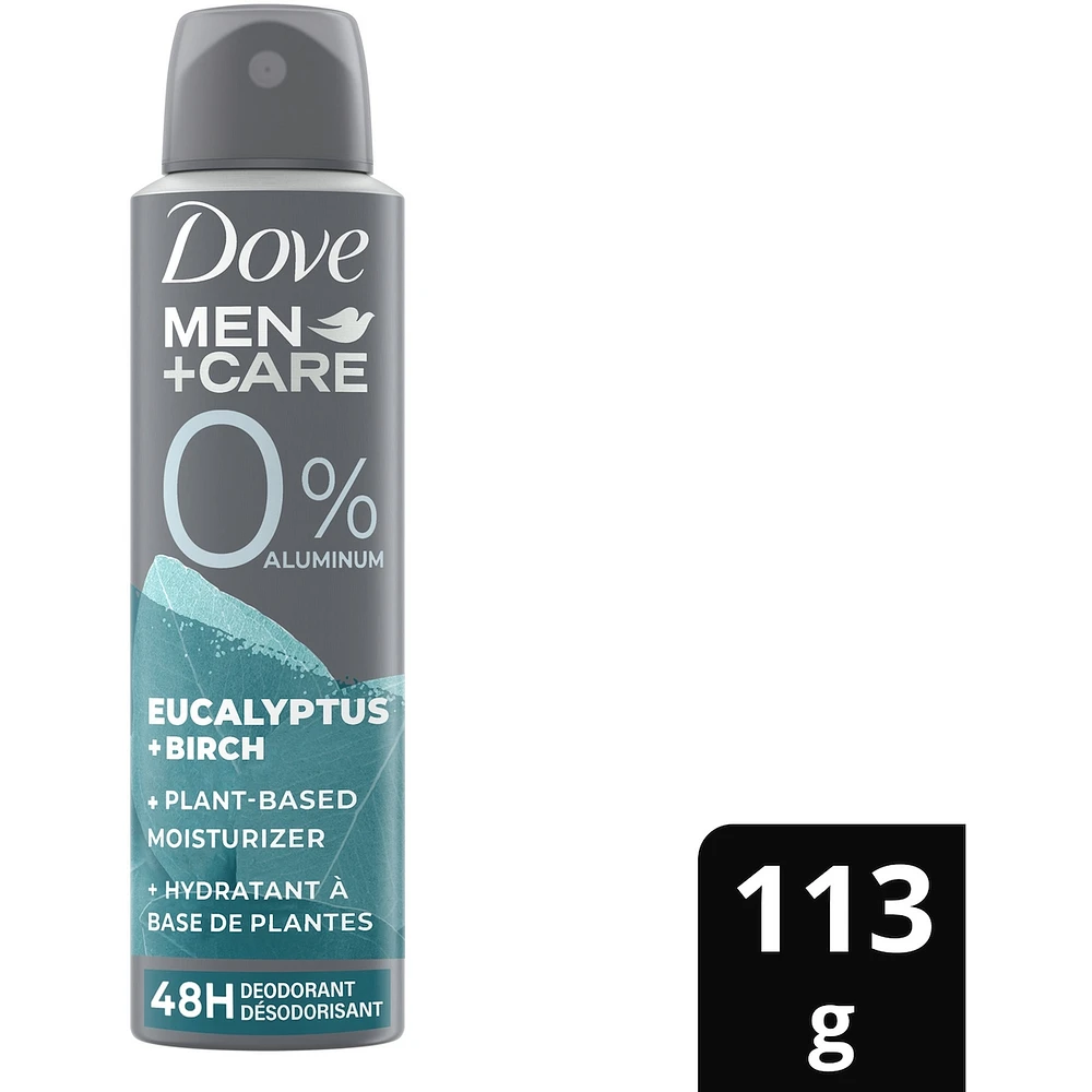 Dove Men+Care  Deodorant Spray aluminum free deodorant for men Eucalyptus & Birch naturally derived plant-based moisturizer 113 g