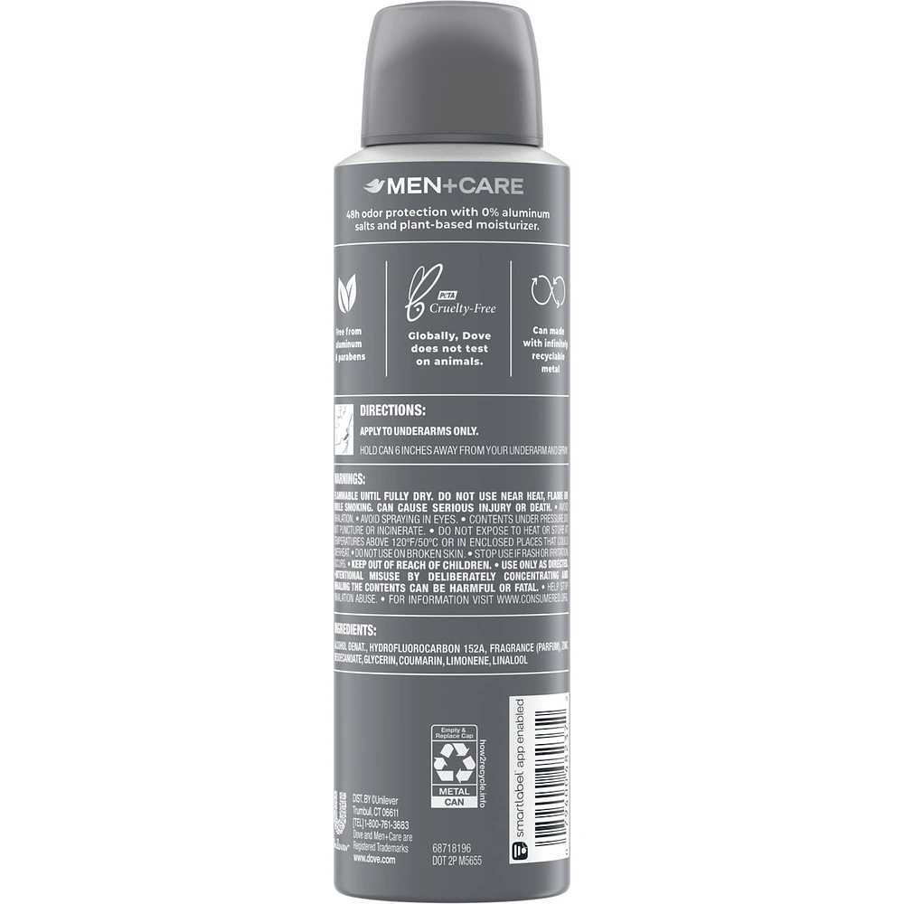 Dove Men+Care  Deodorant Spray aluminum free deodorant for men Eucalyptus & Birch naturally derived plant-based moisturizer 113 g