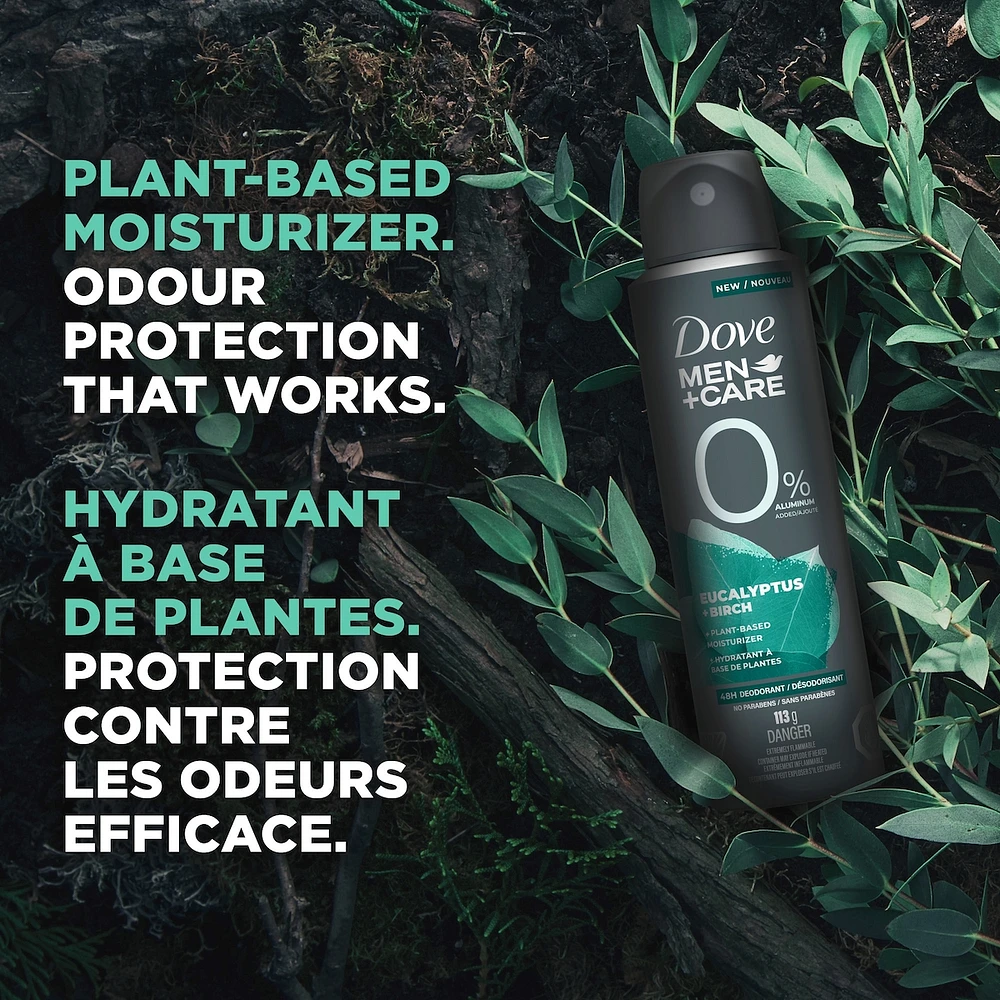Dove Men+Care  Deodorant Spray aluminum free deodorant for men Eucalyptus & Birch naturally derived plant-based moisturizer 113 g
