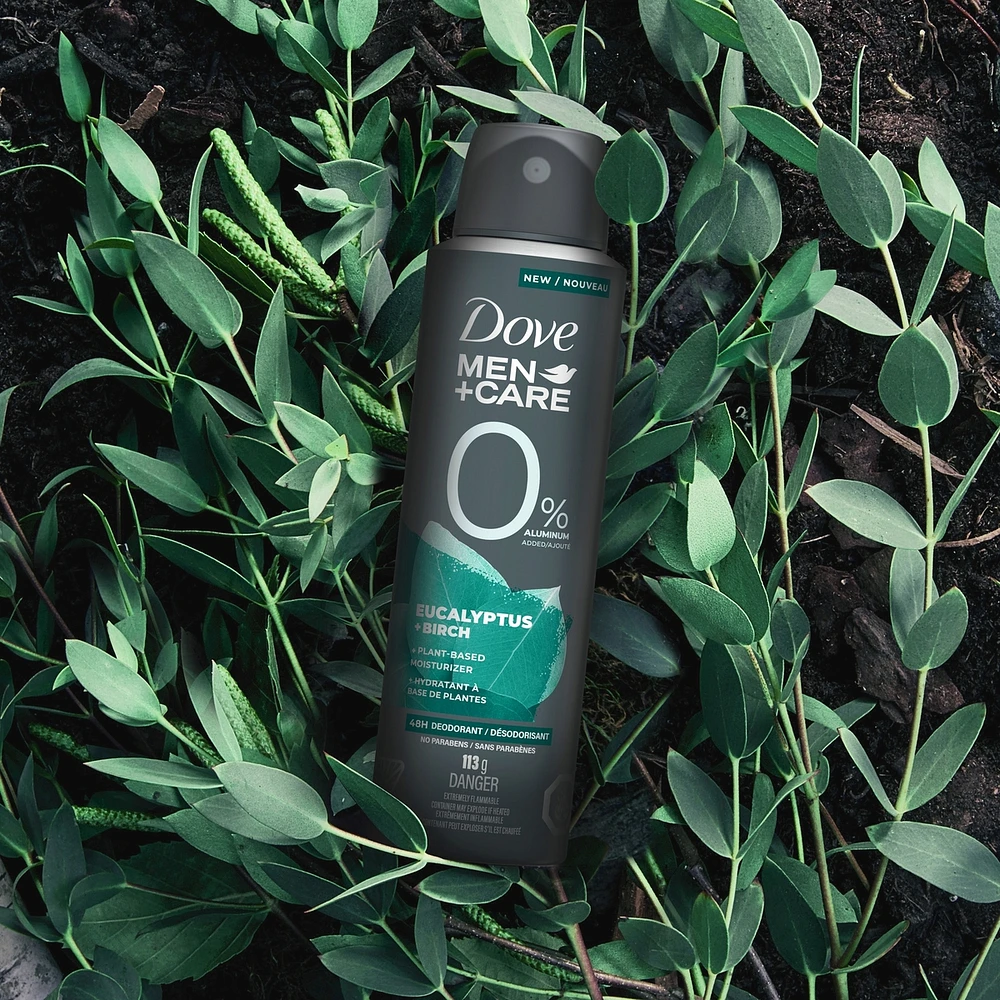 Dove Men+Care  Deodorant Spray aluminum free deodorant for men Eucalyptus & Birch naturally derived plant-based moisturizer 113 g