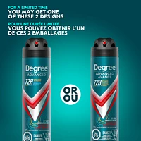 Antisudorifique en Vaporisateur à Sec pour 72 h de protection contre les odeurs et la transpiration Degree Men Advanced Sans Arrêt avec technologie MotionSense®