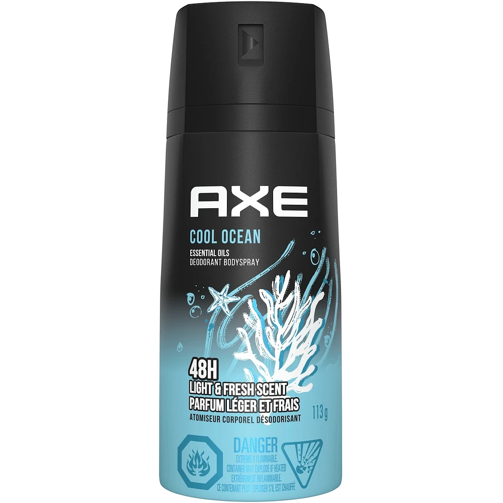 AXE Deodorant Body Spray Long lasting odour protection with 48 hour light & refreshing scent Cool Ocean men’s deodorant formulated without aluminum 113 g