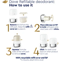 Ensemble de départ de Désodorisant rechargeable pour 48 h de protection anti-odeurs Dove 0 % Aluminium Coconut & Pink Jasmine désodorisant sans aluminium pour femmes 32 g