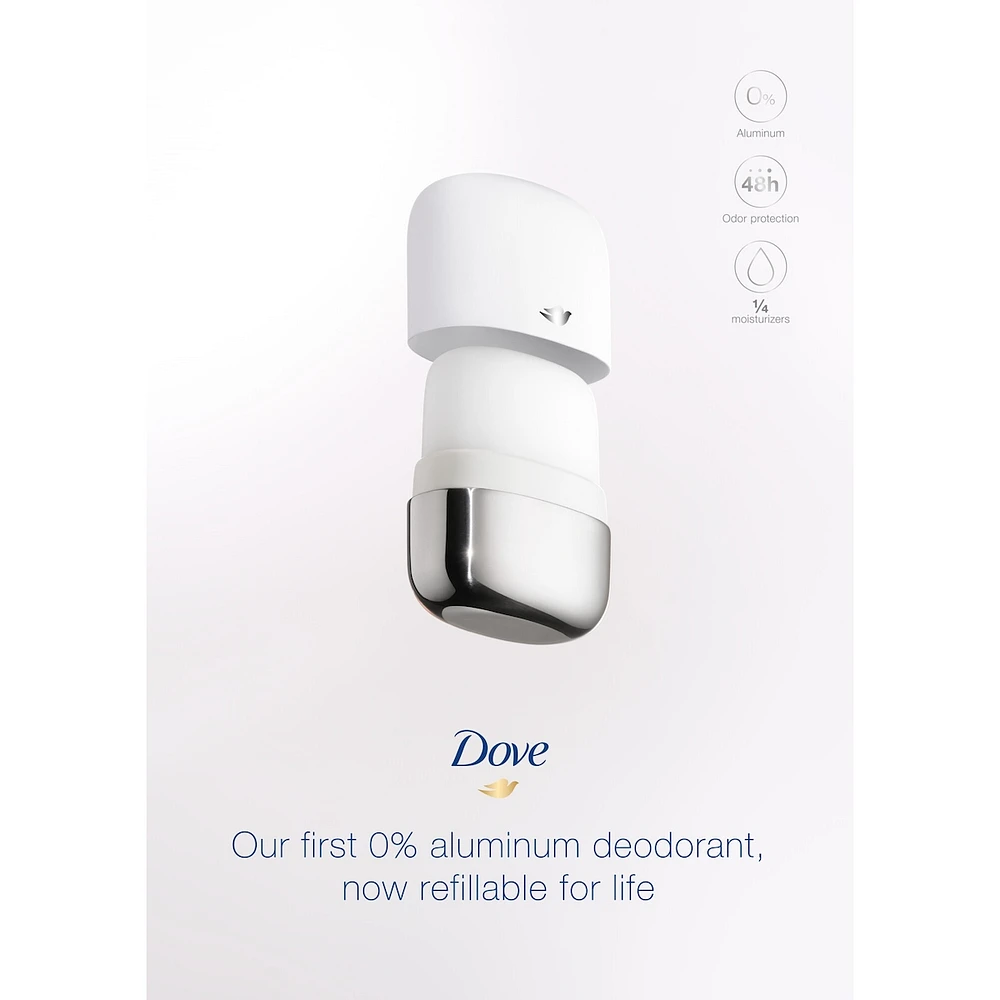 Ensemble de départ de Désodorisant rechargeable pour 48 h de protection anti-odeurs Dove 0 % Aluminium Coconut & Pink Jasmine désodorisant sans aluminium pour femmes 32 g