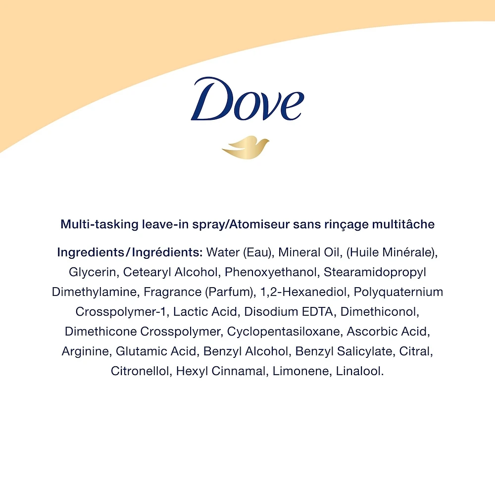 Dove Hair Therapy 7-in-1 Miracle Mist Leave-In Multitasking Hair Spray for visibly damaged hair + Vitamin C & Amino Serum to strengthen and nourish hair 221 ml