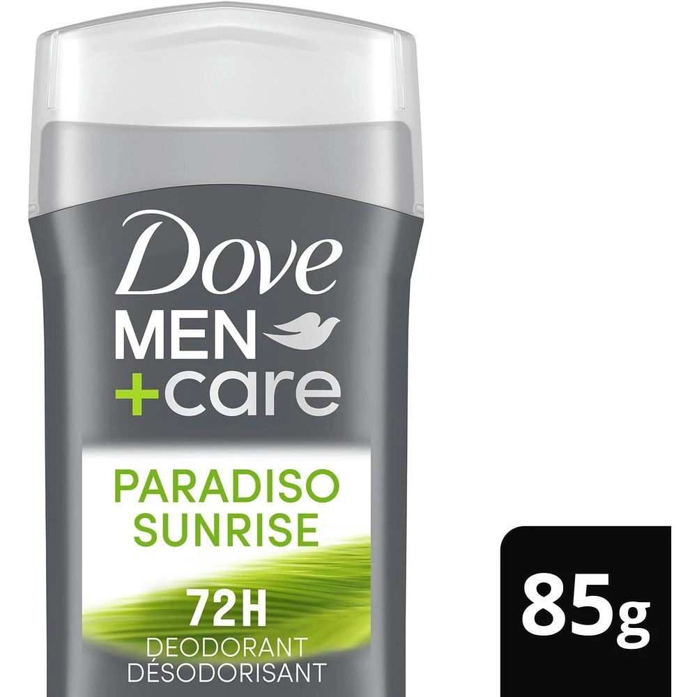 Désodorisant en Bâton formule sans aluminium pour 72 h de protection anti-odeurs Dove Men+Care  Paradiso Sunrise avec huiles essentielles et ¼ de crème hydratante