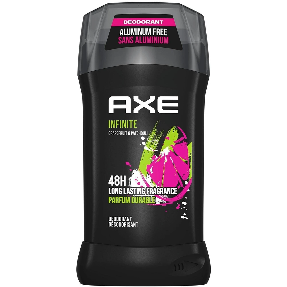 Désodorisant en Bâton pour une protection longue durée contre les odeurs AXE Infinite Pamplemousse et Patchouli formulé sans aluminium