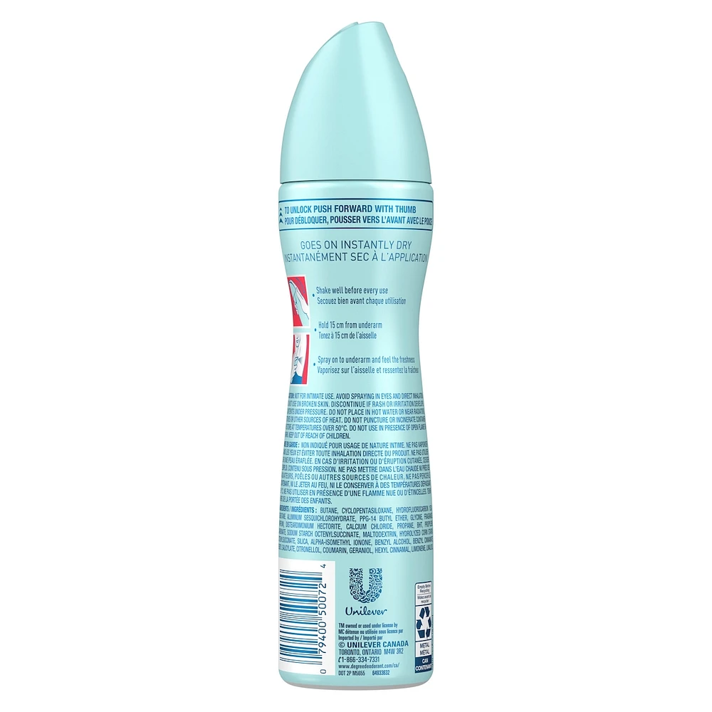 Antisudorifique en Vaporisateur à Sec pour femmes avec 72 h de protection contre les odeurs et la transpiration Degree Advanced Sans Arrêt avec technologie MotionSense®