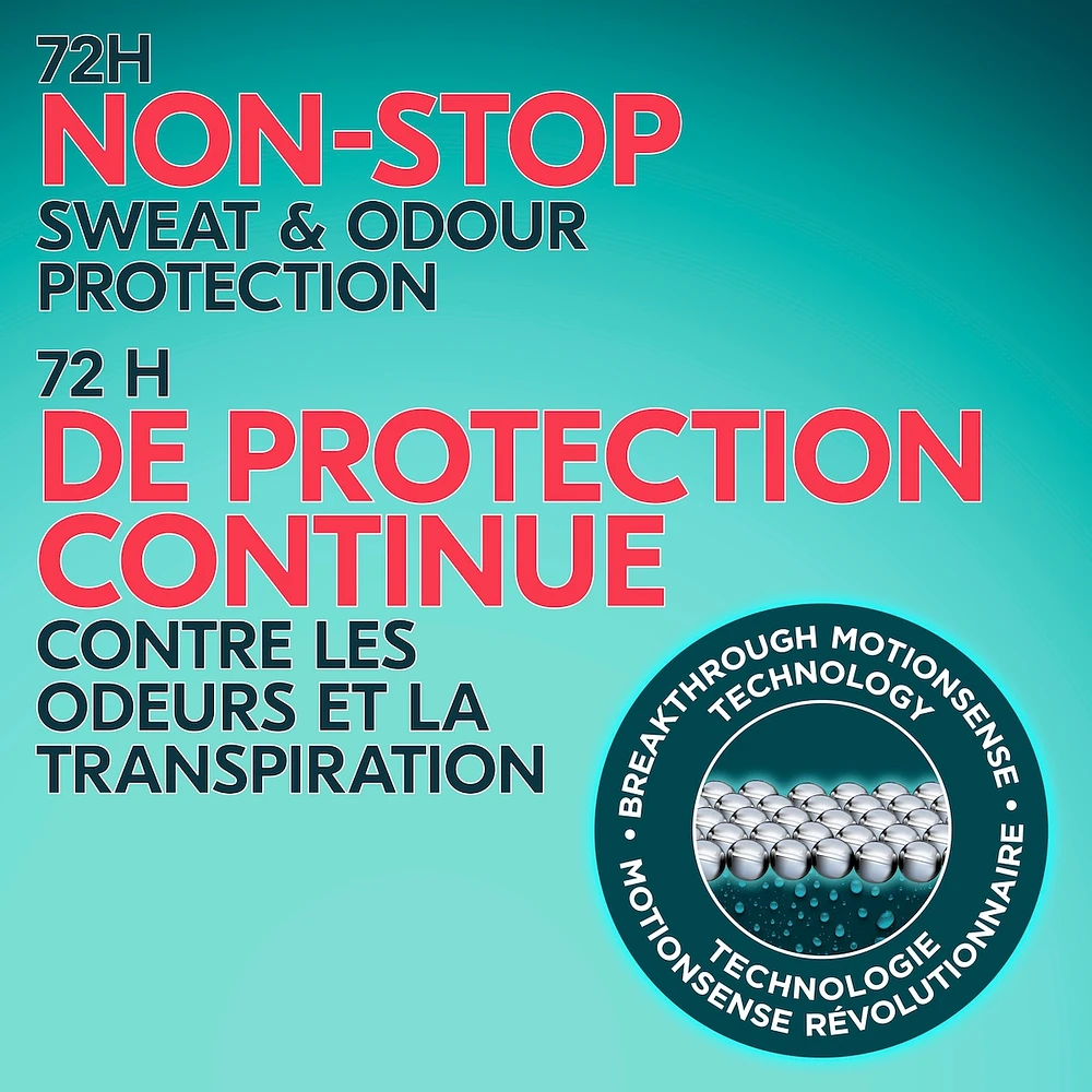 Antisudorifique en Vaporisateur à Sec pour femmes avec 72 h de protection contre les odeurs et la transpiration Degree Advanced Sans Arrêt avec technologie MotionSense®