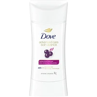 Antisudorifique en Bâton pour 48 h de protection contre la transpiration et les odeurs Dove Advanced Care Baie d'Açaï et Fleur de Lotus formule non irritante sans alcool éthanol