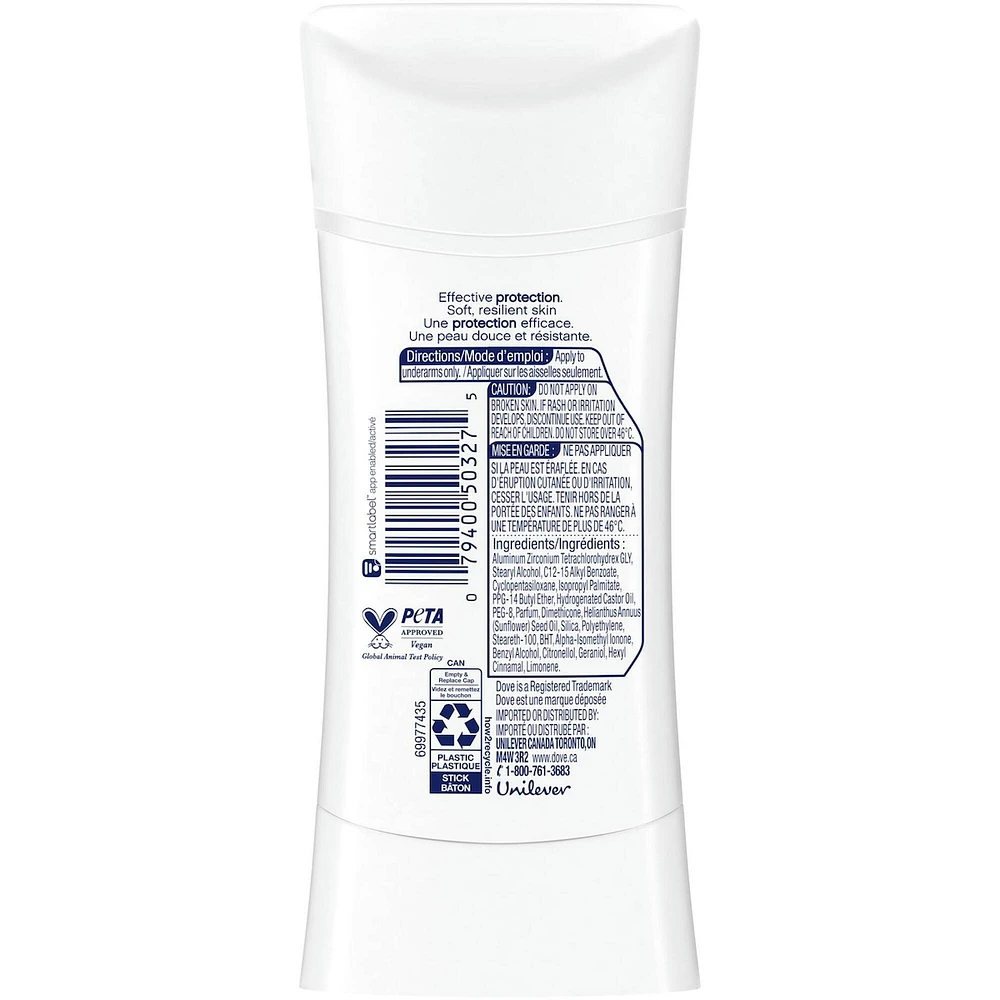 Antisudorifique en Bâton pour 48 h de protection contre la transpiration et les odeurs Dove Advanced Care Baie d'Açaï et Fleur de Lotus formule non irritante sans alcool éthanol