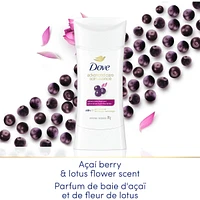 Antisudorifique en Bâton pour 48 h de protection contre la transpiration et les odeurs Dove Advanced Care Baie d'Açaï et Fleur de Lotus formule non irritante sans alcool éthanol