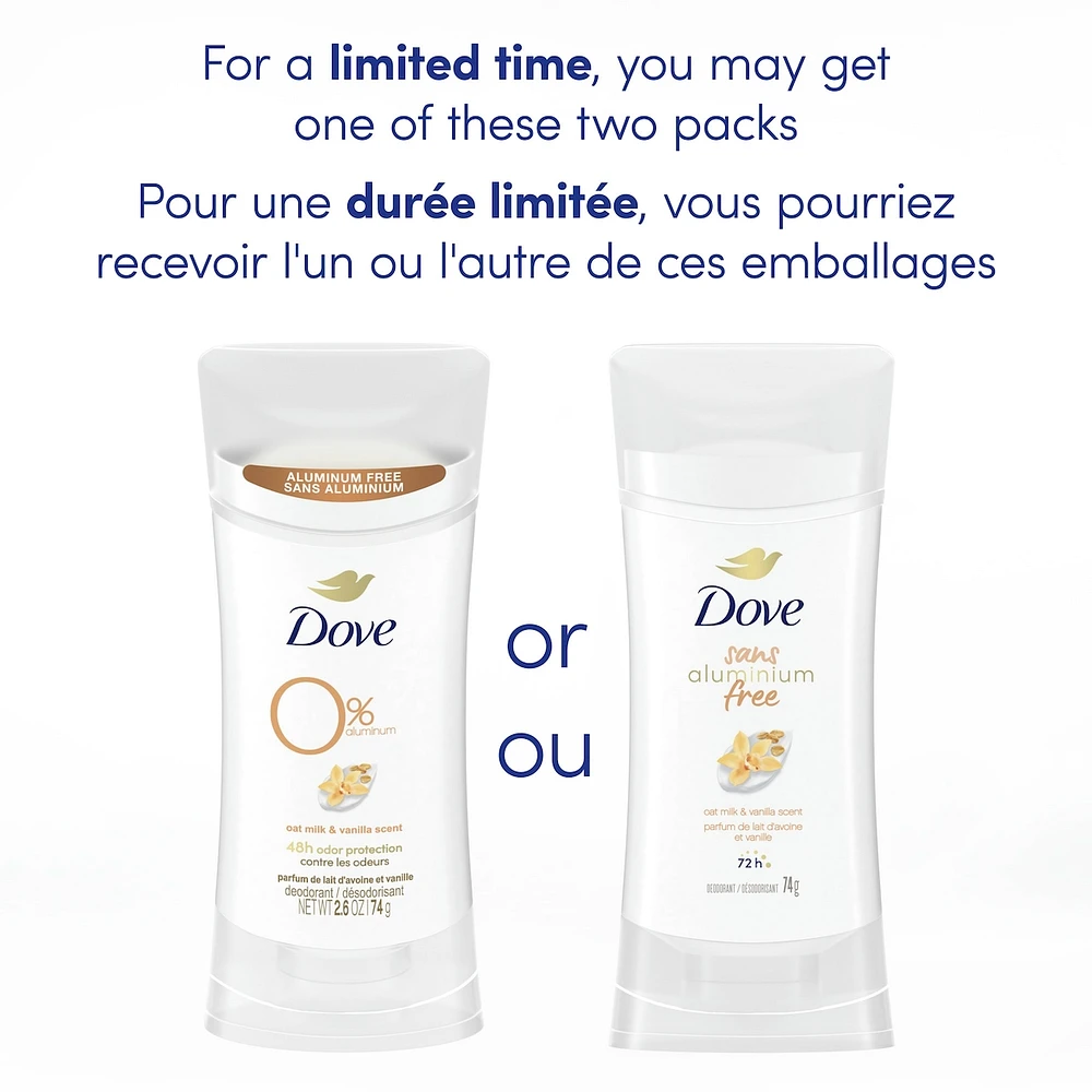 0% Aluminum Oat Milk & Vanilla Scent 48h Aluminum-Free Deodorant for Women with 1/4 Moisturizers for Soft, Smooth Underarms