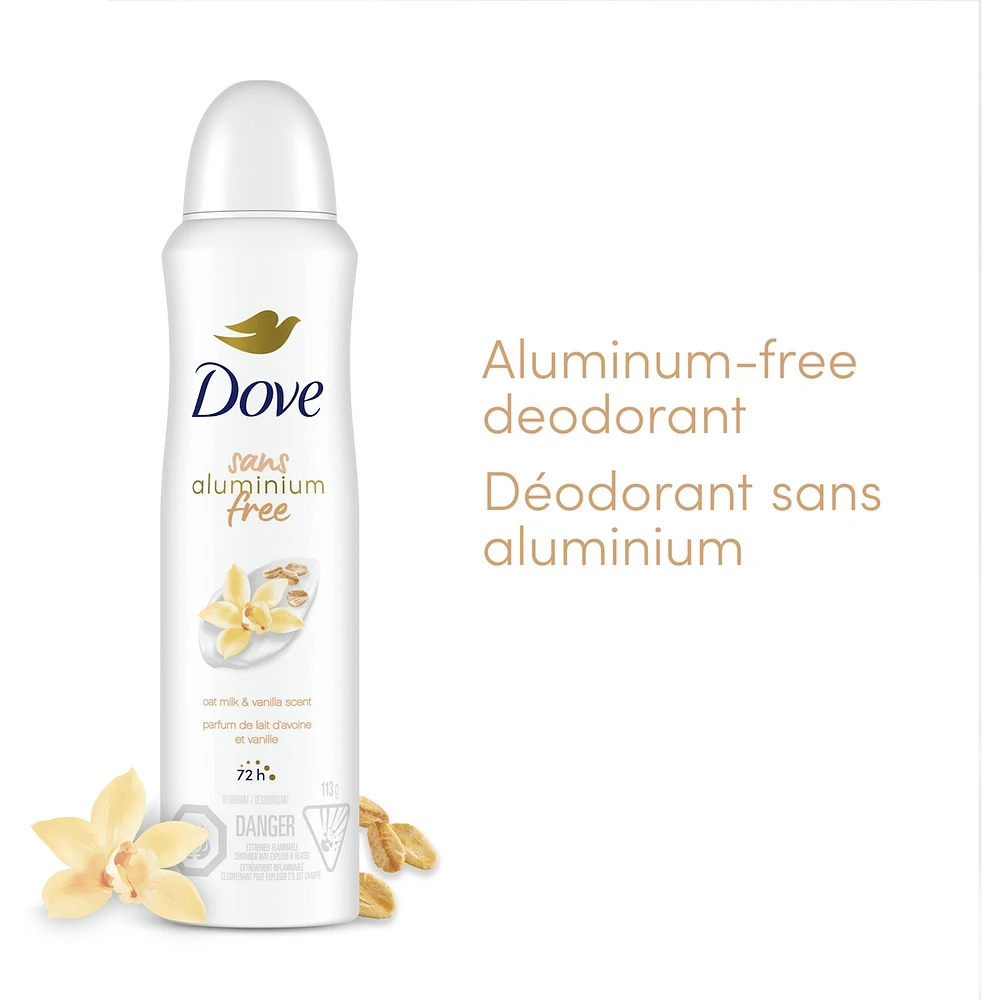 0% Aluminum Oat Milk & Vanilla Scent 48h Aluminum-Free Deodorant Dry Spray for Women with 1/4 Moisturizers for Soft, Smooth Underarms